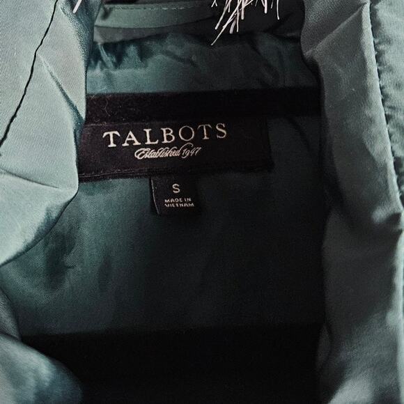 Talbots Quilted Puffer Vest Detachable Fur Hood Feather Duck Down Fill Sz Small - Picture 11 of 15